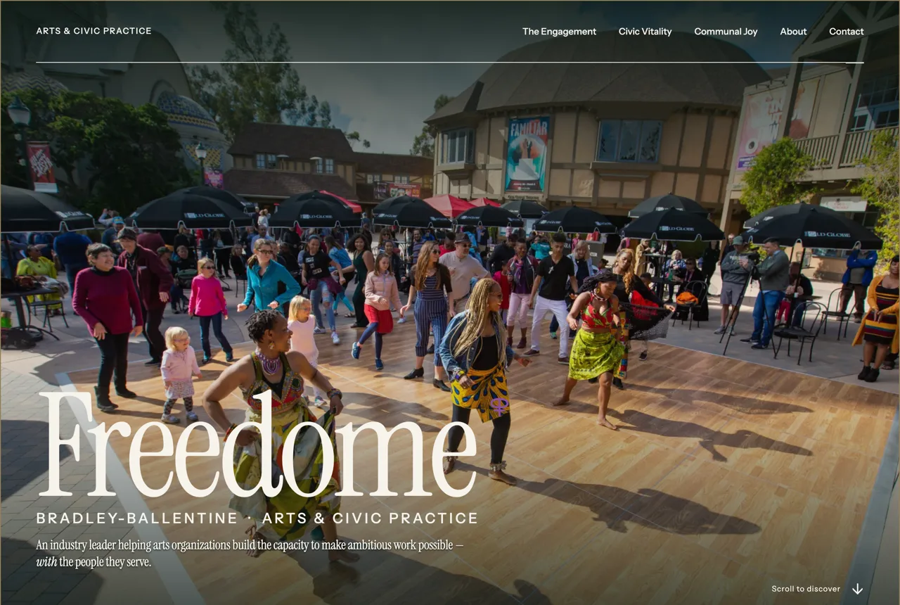 Freedome Bradley-Ballentine website, desktop 1280 — real capture of the live commissioned site