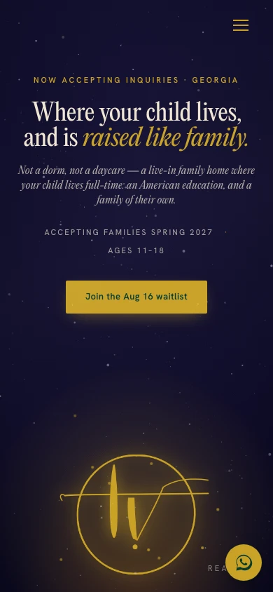 TammiVille website, mobile 390 — real capture of the live commissioned site