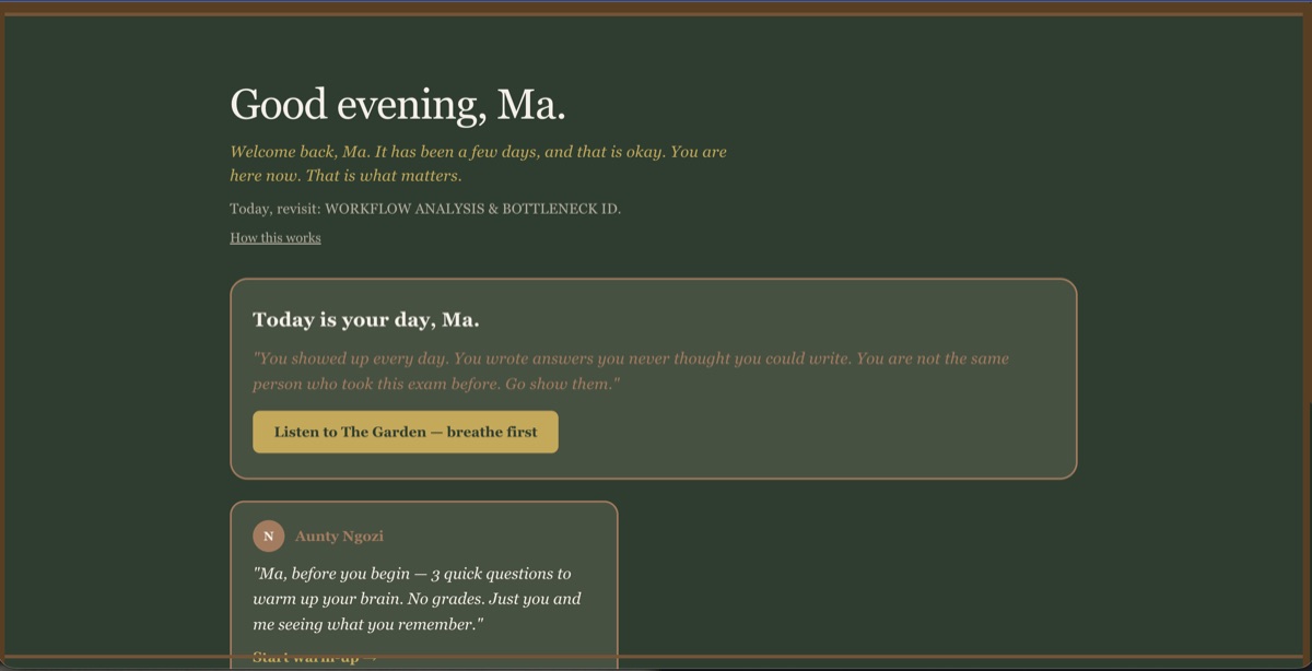 For Ma learning app — MHA exam retake support with four-agent architecture