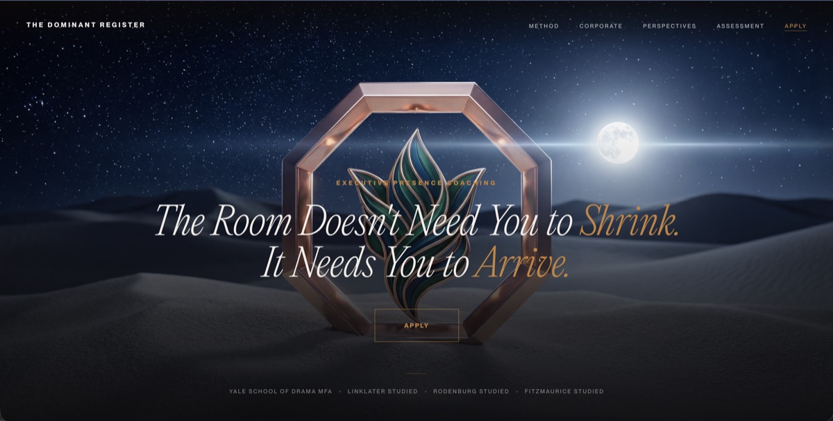 The Dominant Register website — executive presence coaching for African diaspora leaders